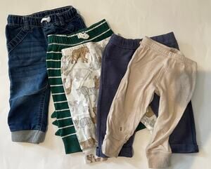 6-9 Months Boys Pants Lot 5 Mixed Brand and Item Infant Pairs Denim Dino Ribbed
